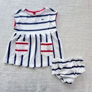 Vineyard Vines Red White and Blue Striped Dress VGUC 0-3mo